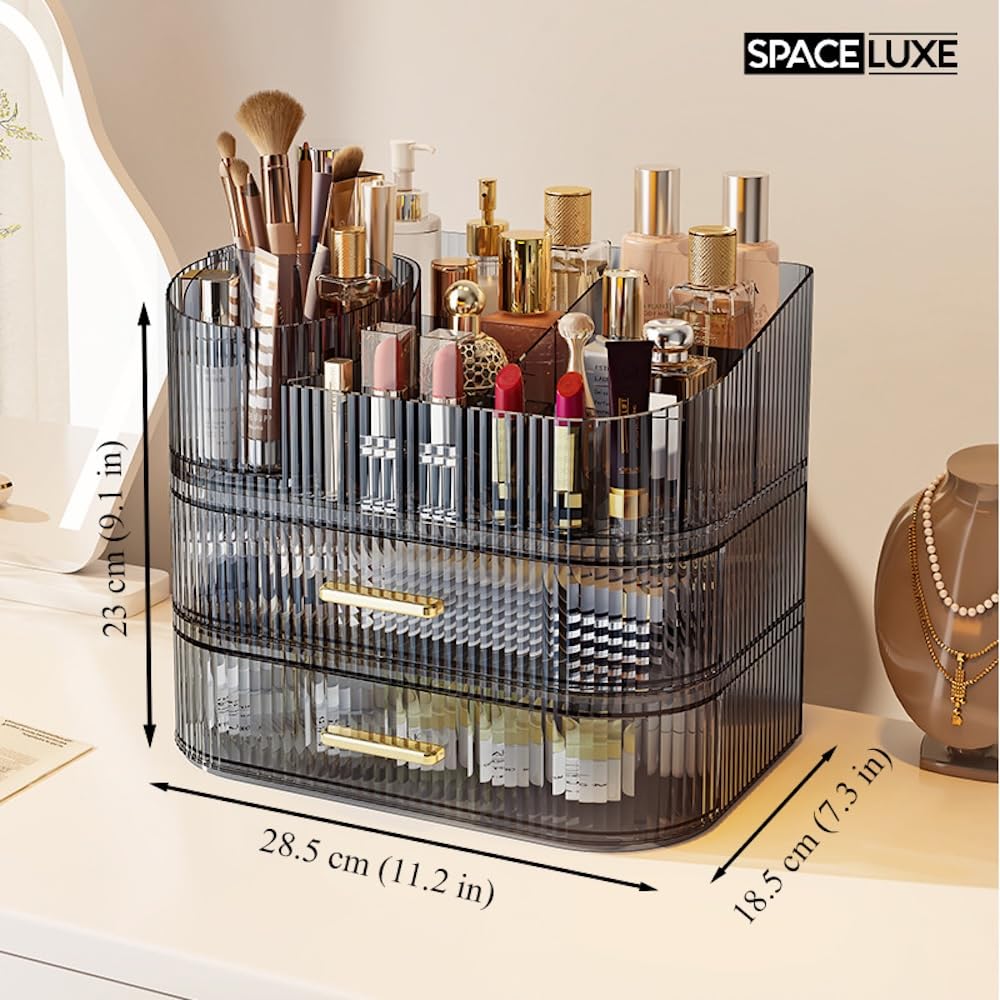 SpaceLuxe Tiroirs grands-palettes et soins: grande capacité pour objets volumineux.