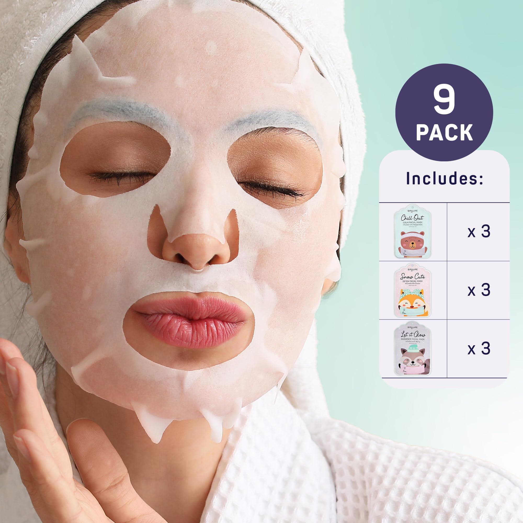 SpaLife coffret Noël – ensemble de masques festif pour Noël.