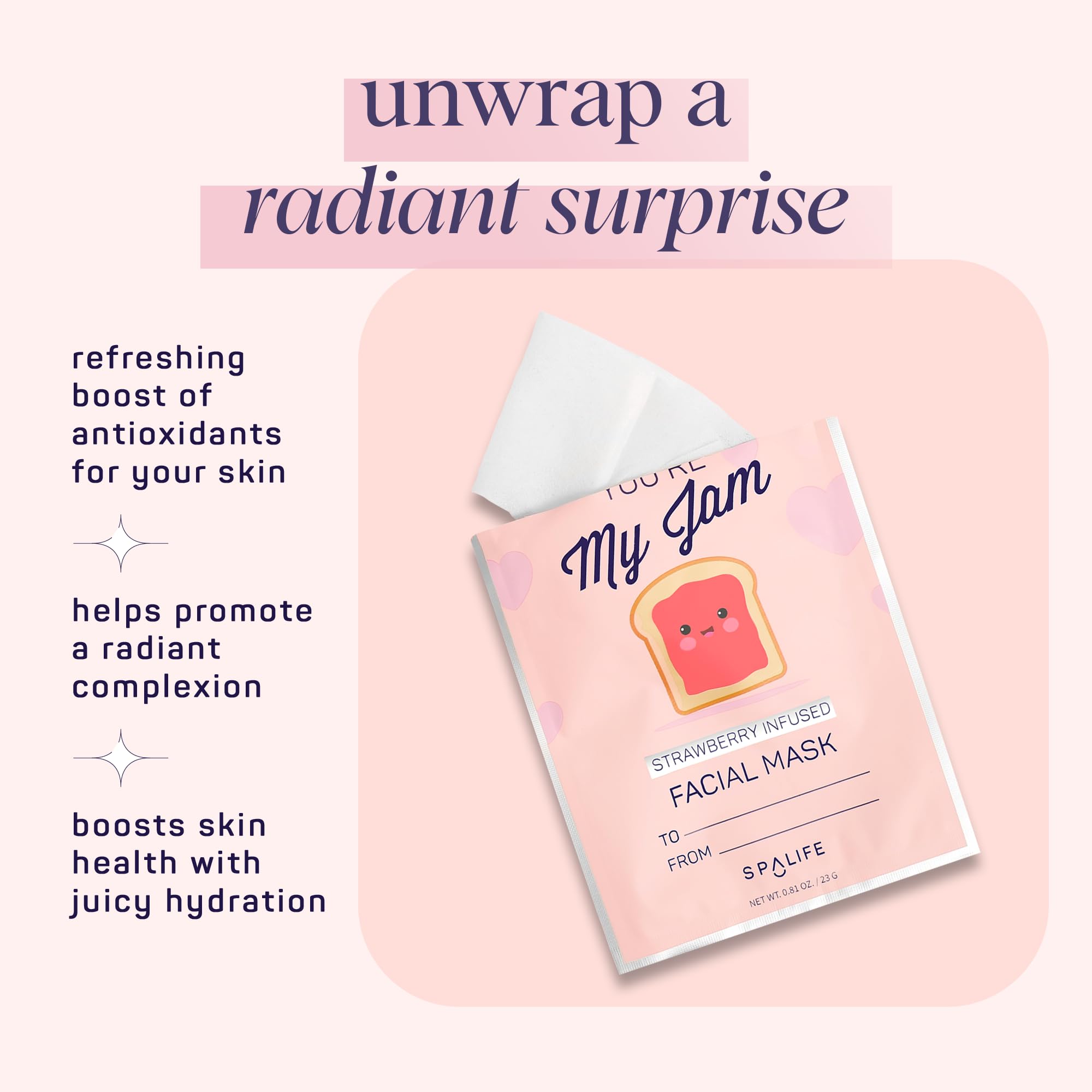Masque fraise SpaLife parfumé pour un moment de détente.