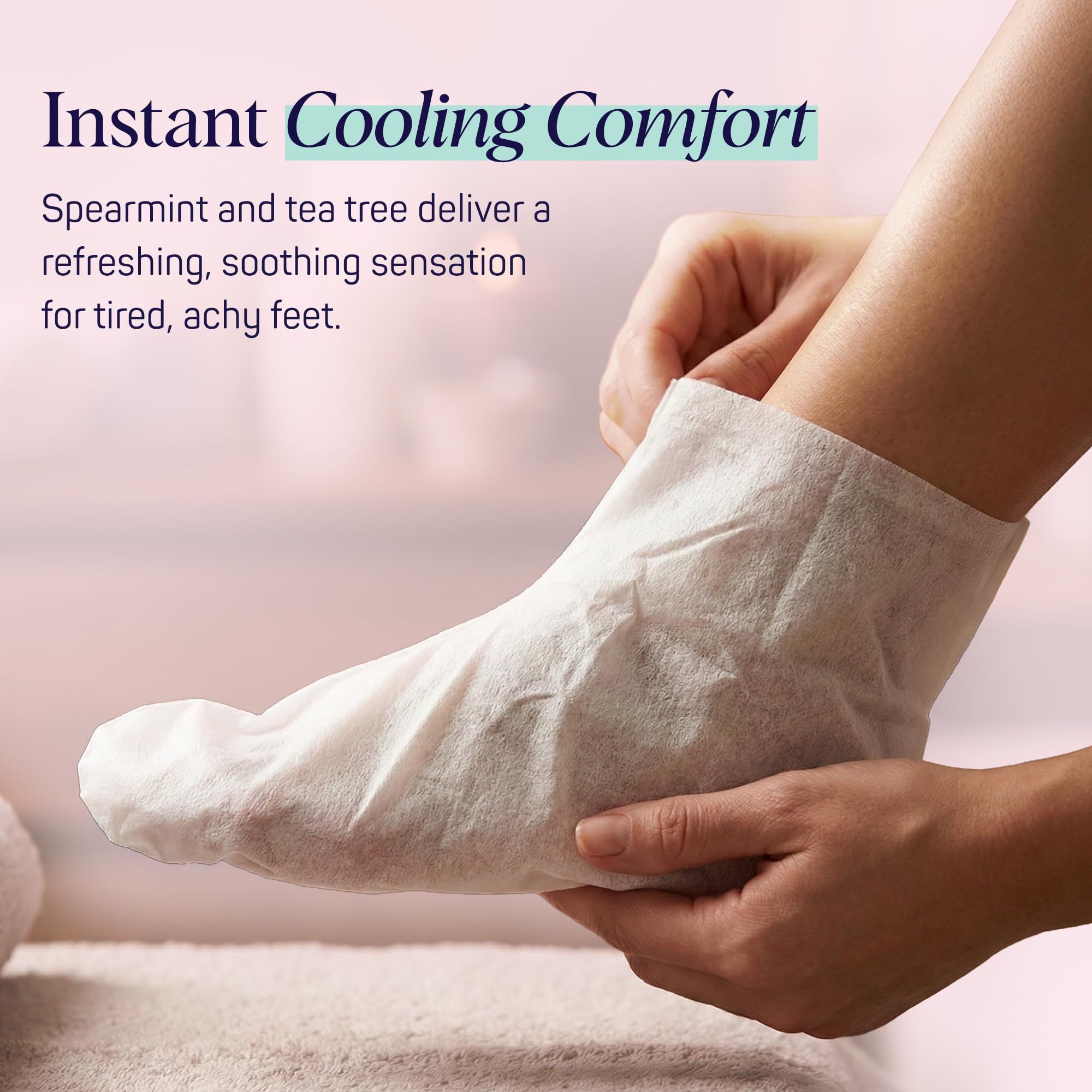 SpaLife Moisturizing Foot Sockies ingredients close-up featuring shea butter and vitamin E