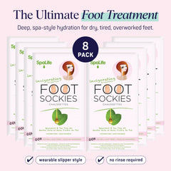 SpaLife Moisturizing Foot Sockies worn on foot for instant comfort and softness