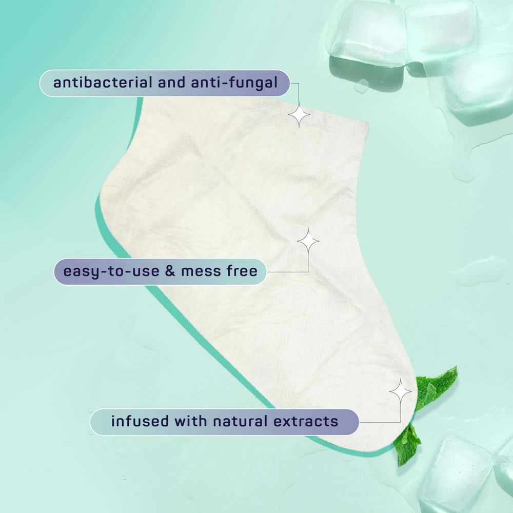 SpaLife moisturizing socks placed on feet during treatment