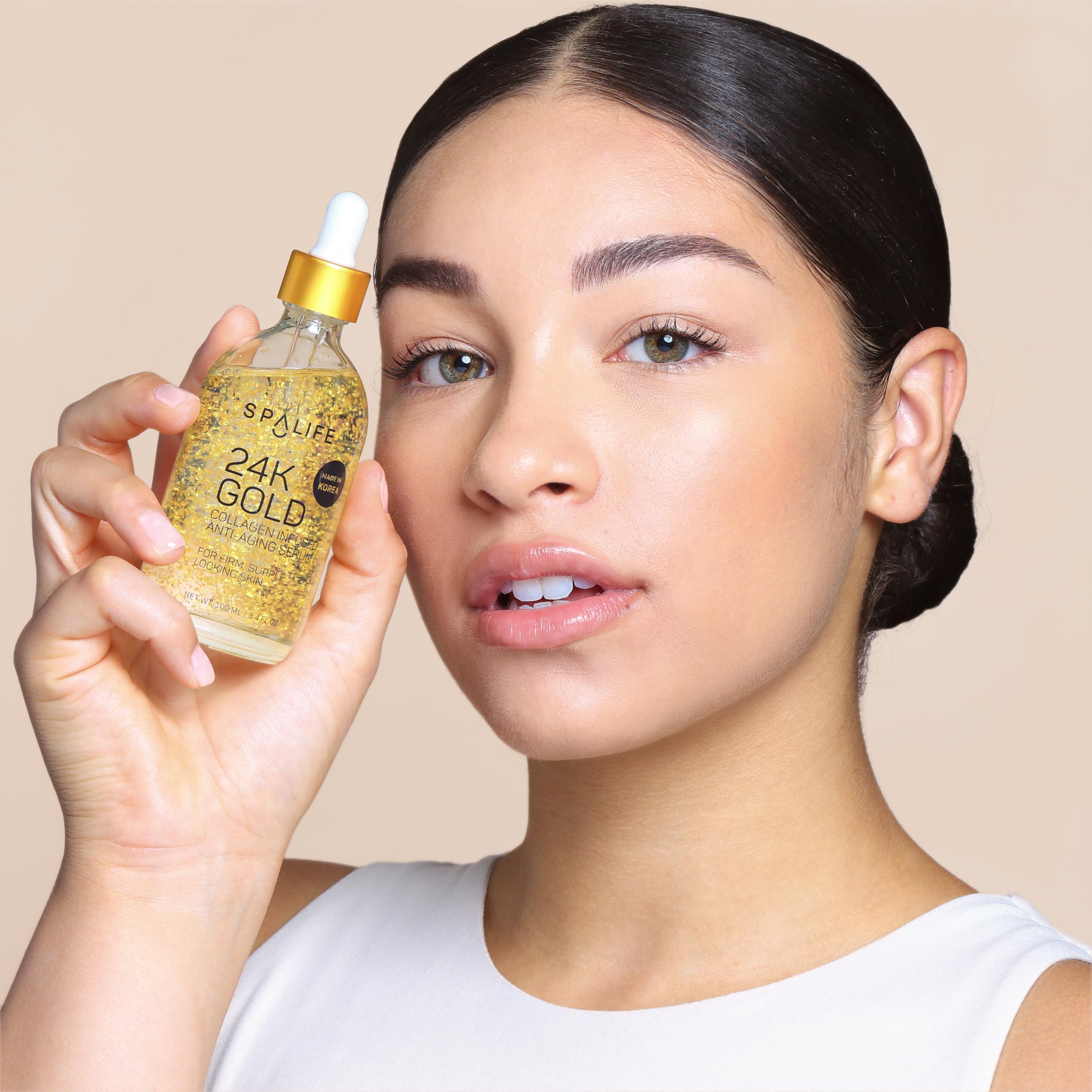 SpaLife reflets dorés – effet lumineux discret sur le visage.