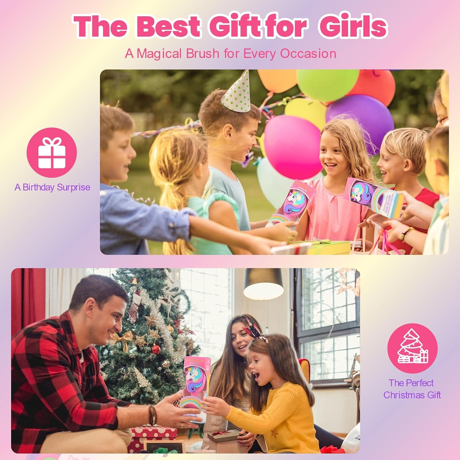 Sparkle Unicorn brosse cadeau idéale, parfaite pour les petites princesses amoureuses des licornes.
