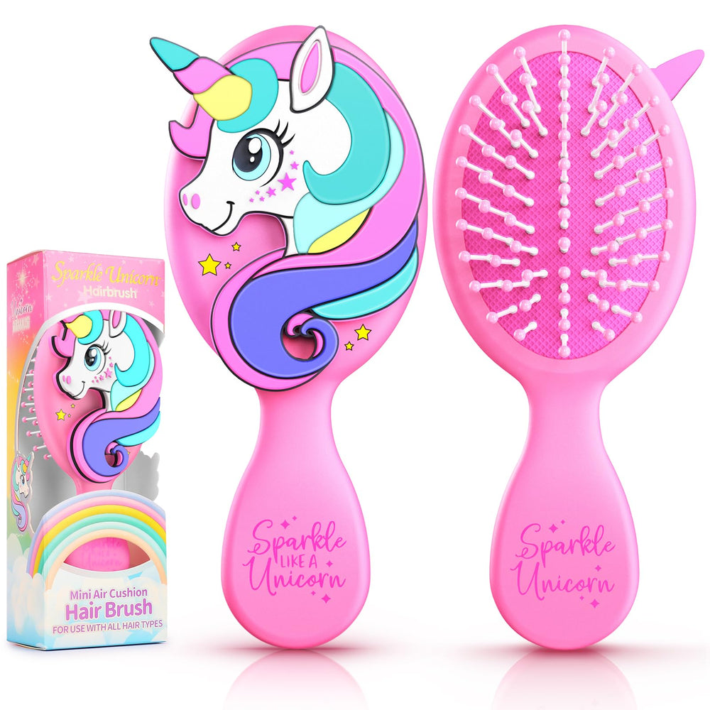 Sparkle Unicorn brosse tout-petits rose, facile à prendre en main pour des routines quotidiennes.