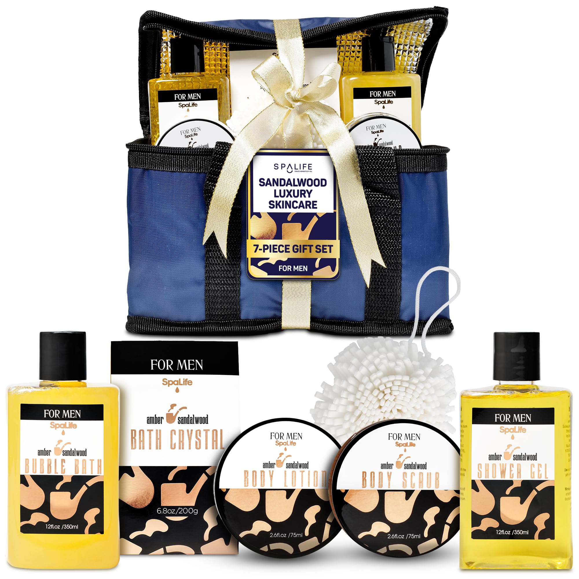 SpaLife coffret luxe santal pour hommes, coffret élégant pour spa à domicile.