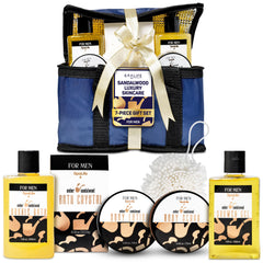 SpaLife coffret luxe santal pour hommes, coffret élégant pour spa à domicile.