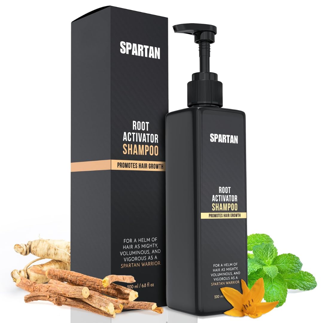 SPARTAN Shampoing Activateur de Racines, la bouteille prête pour une routine stimulante.