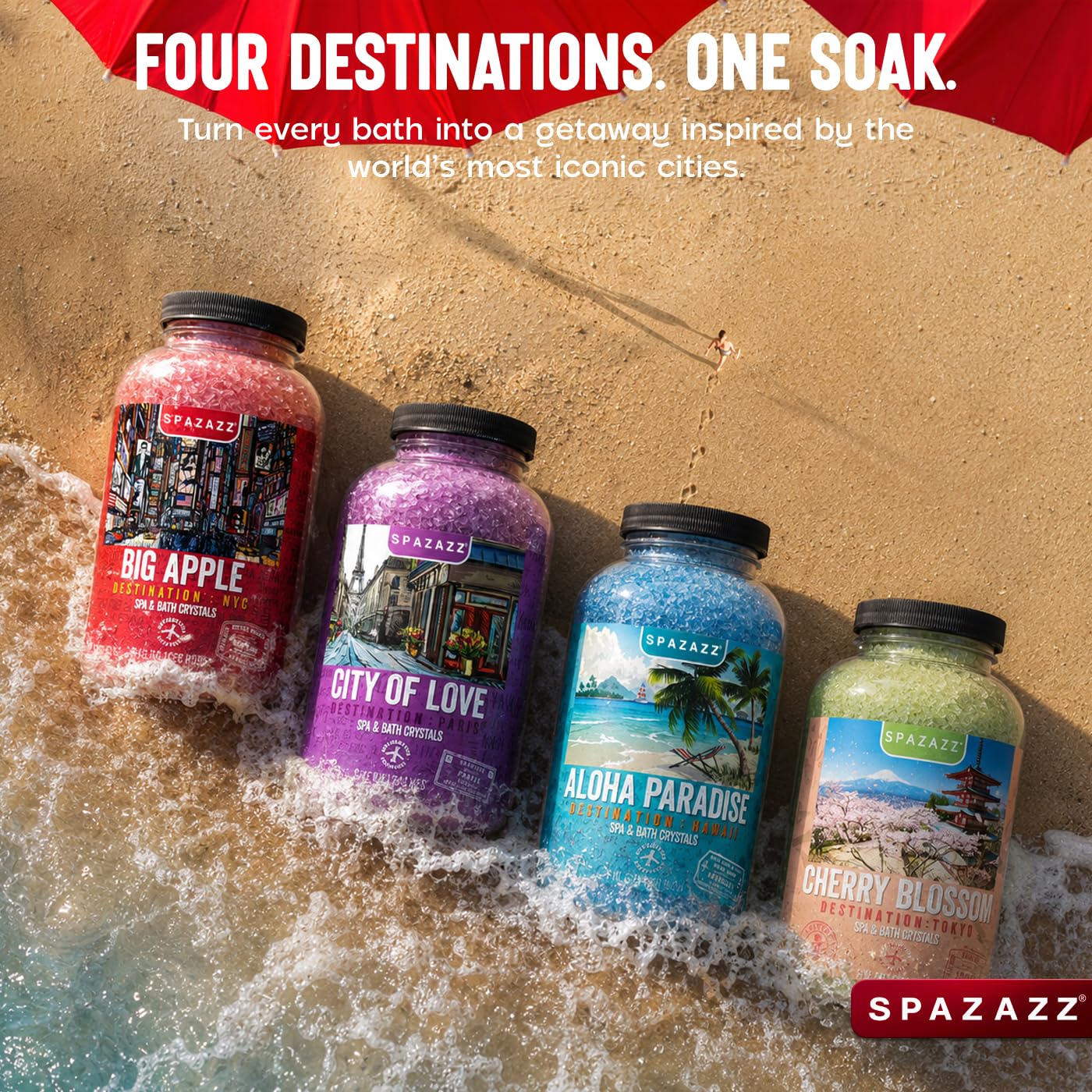 Spazazz Destinations Nueva York cristales aromaterapia para relajación en baño