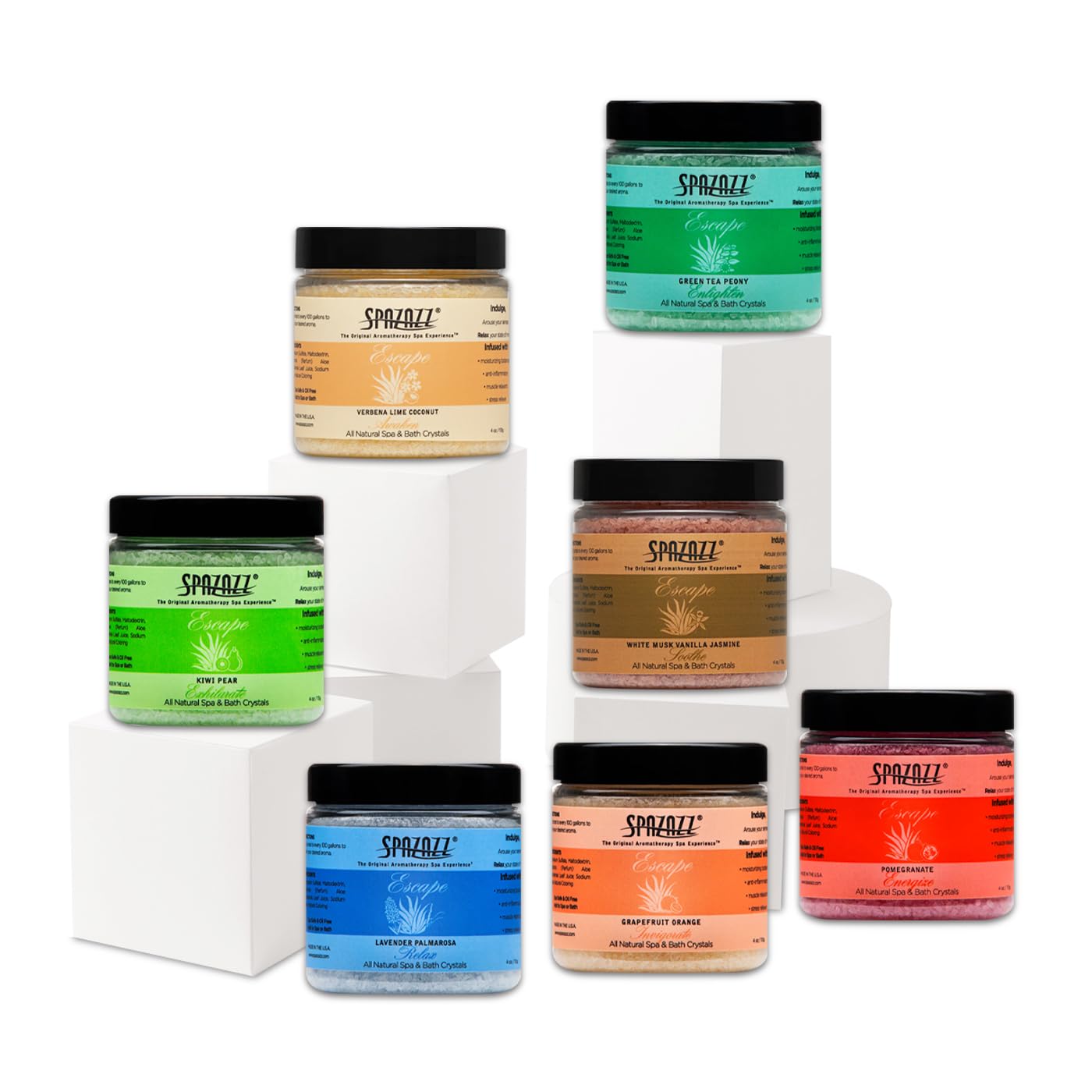 Sels de bain Spazazz Escape Citron vert Noix de coco pour fraîcheur et revitalisation