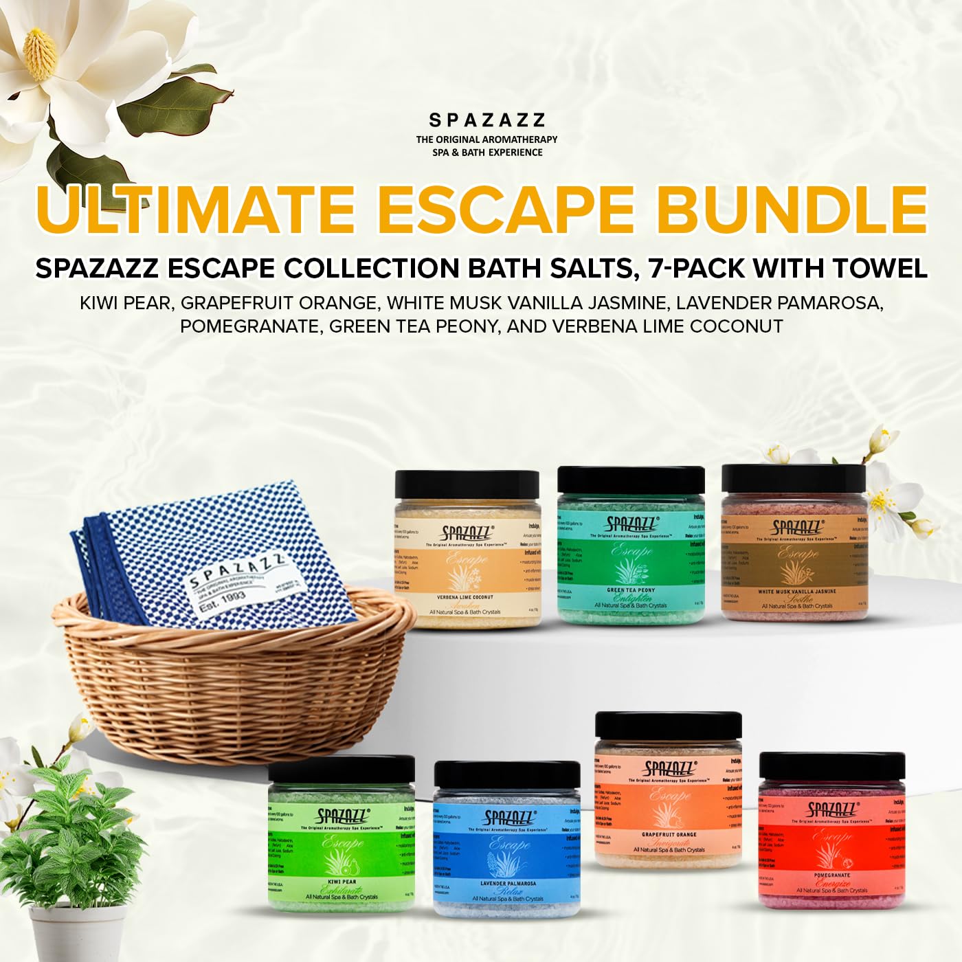 Sels de bain Spazazz Escape Thé vert Pivoine moment zen et parfumé