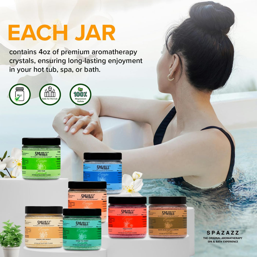 Sels de bain Spazazz Escape Vanille Jasmin Musc Blanc douceur enveloppante