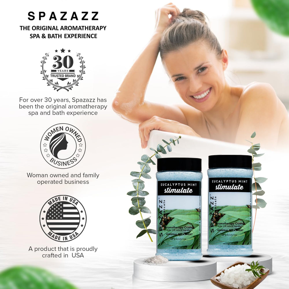 Spazazz eucalyptus menthe, bain-luxe: expérience spa à domicile avec hydratation.