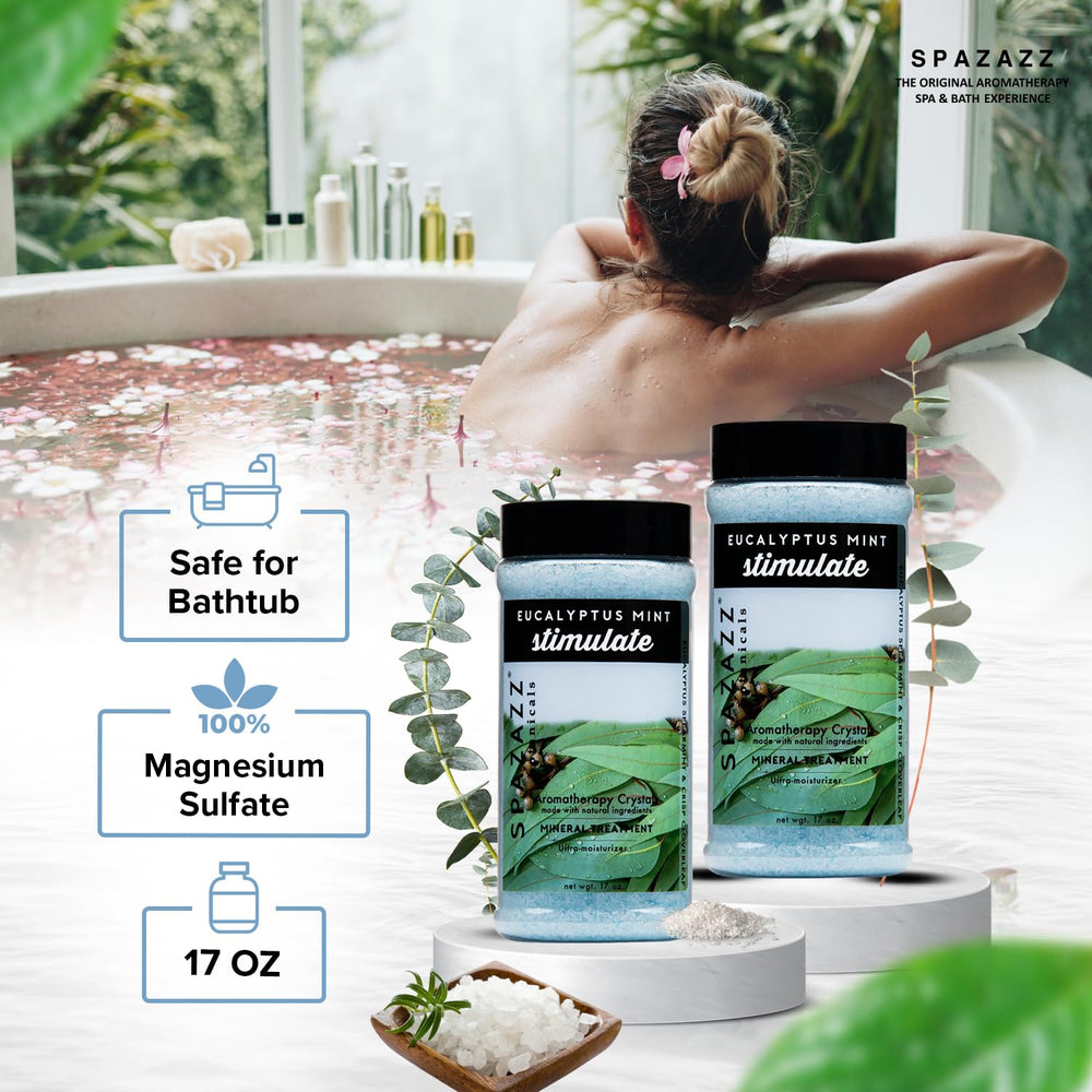 Spazazz eucalyptus menthe, relaxation-spa: moment de calme et arôme vivifiant.