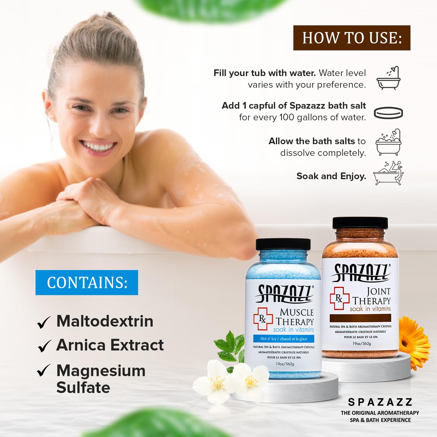 Expérience spa à domicile Spazazz: cristaux salins qui se dissolvent rapidement.