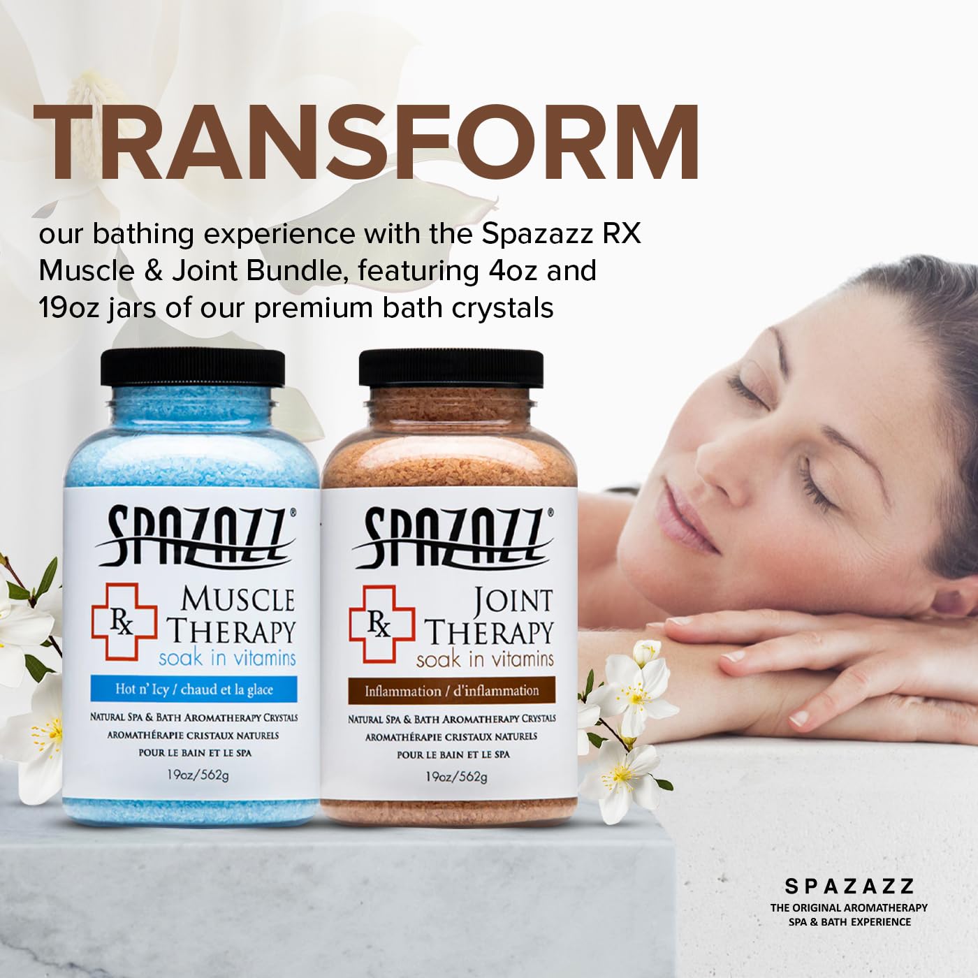 Ingrédients naturels Spazazz: sels de magnésium et extraits apaisants.