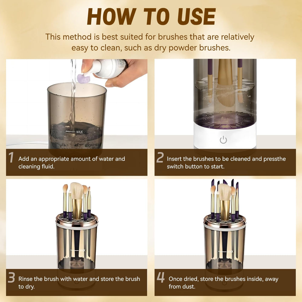 SPECIALISTTRIAN nettoyeur pinceaux électrique : portable et élégant pour emporter votre routine beauté.