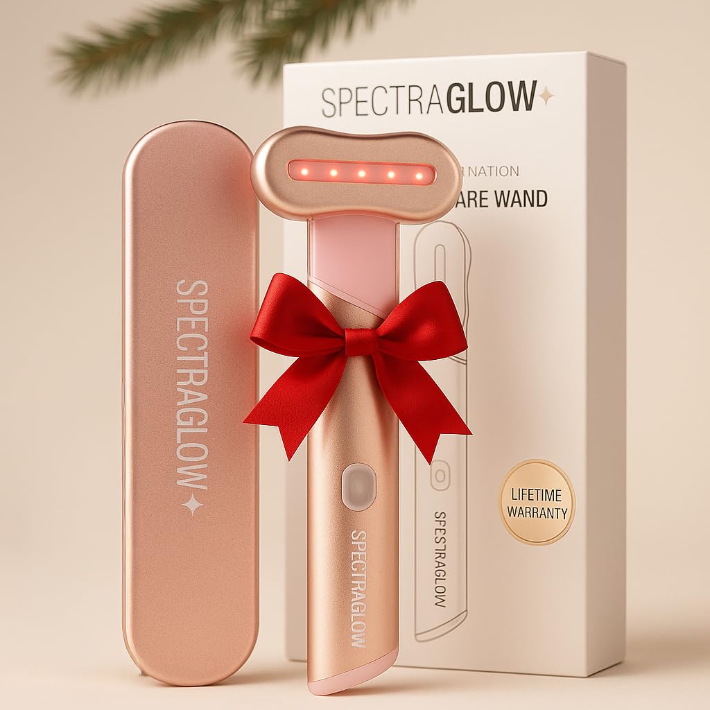 SpectraGlow: baton soin visage LED rouge et bleu pour un éclat amélioré.