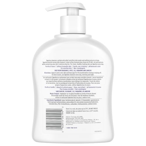 Emballage Spectro Jel Cleanser sans colorants et sans parfum