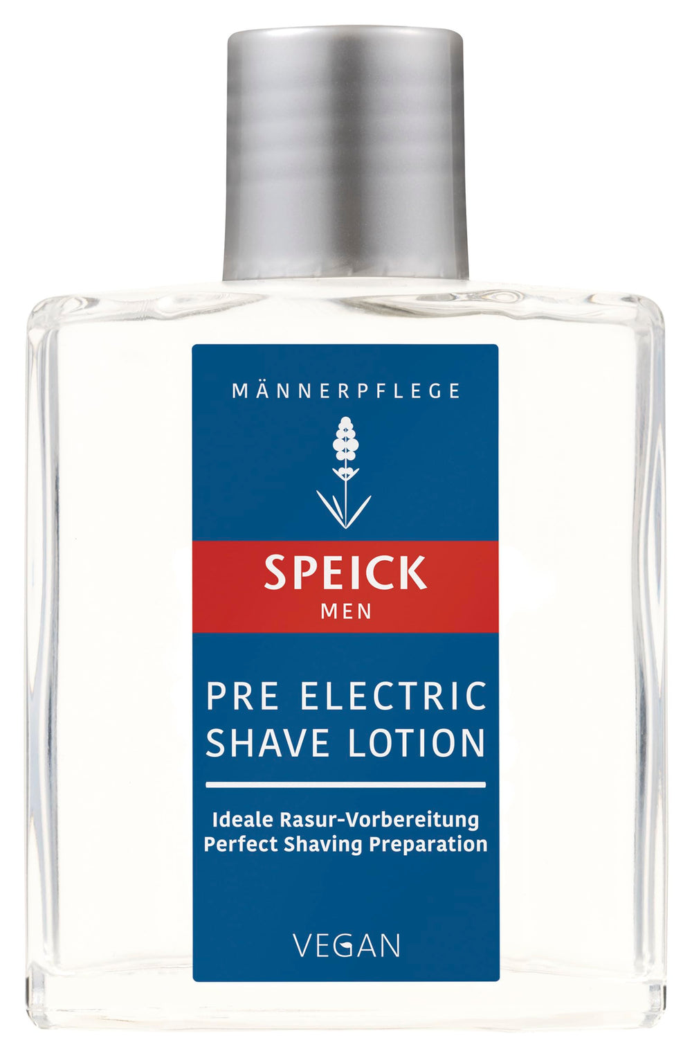 Speick Men bouteille de lotion pré-rasage à la lavande, préparation douce et efficace.