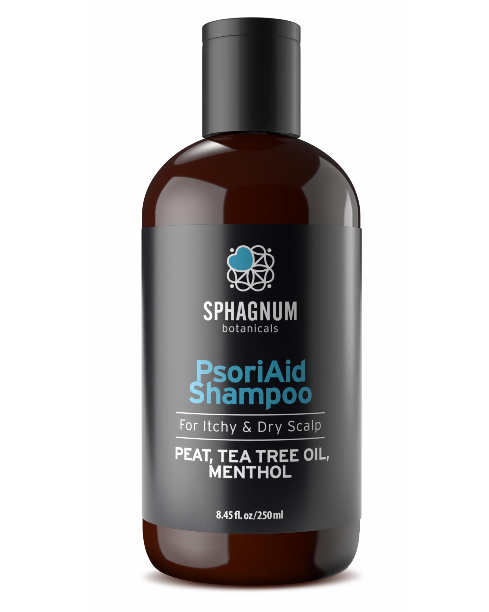 Sphagnum Botanicals Shampooing, flacon visible, cuir chevelu apaisé et frais après lavage.