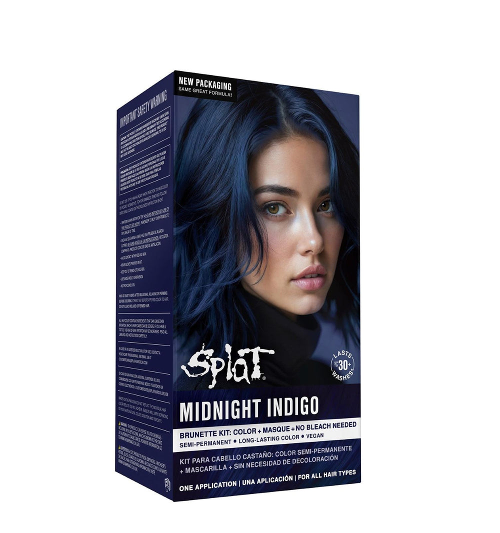 Flacon Splat Indigo Minuit prêt à l'emploi, sans décoloration.