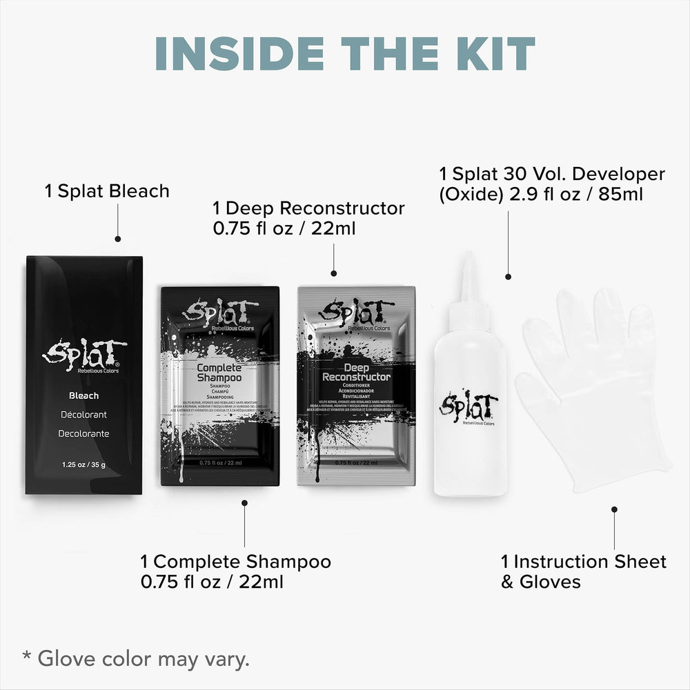Splat Lightening Bleach Kit: gants inclus facilitent une application propre.