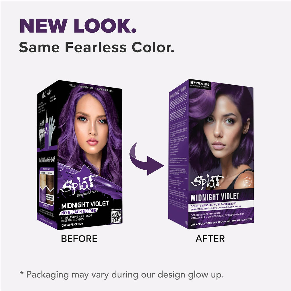 Splat Midnight Violet – gants inclus pour une application propre.