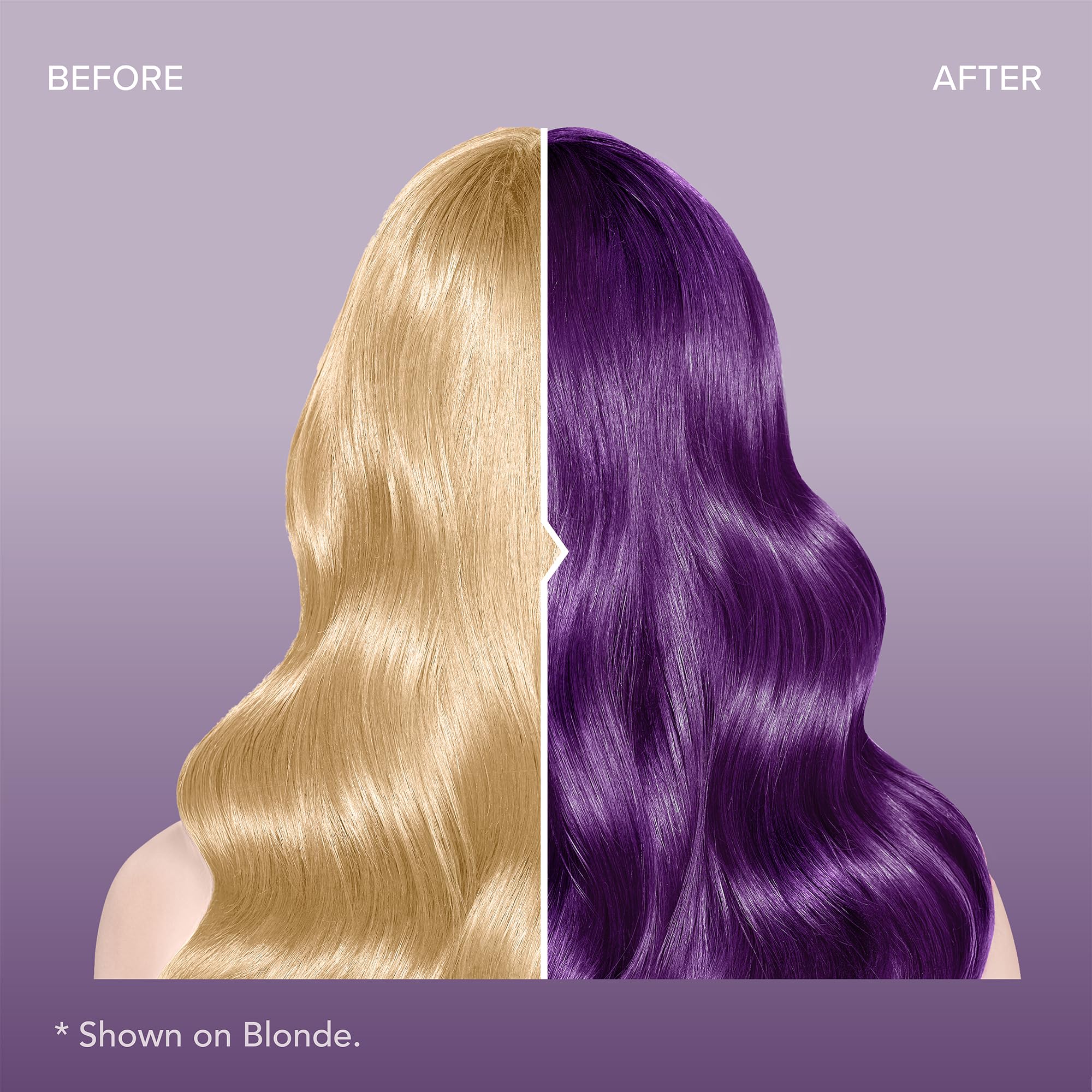 Splat Midnight Violet – couleur violette vibrante sur cheveux prééclaircis.