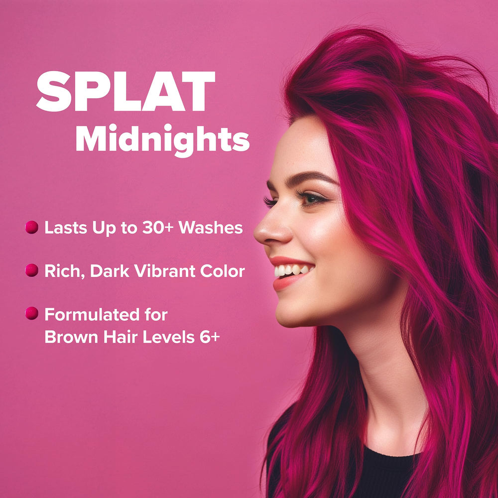Formule vegan et Cruelty-Free respectant les cheveux Splat Midnight Magenta.