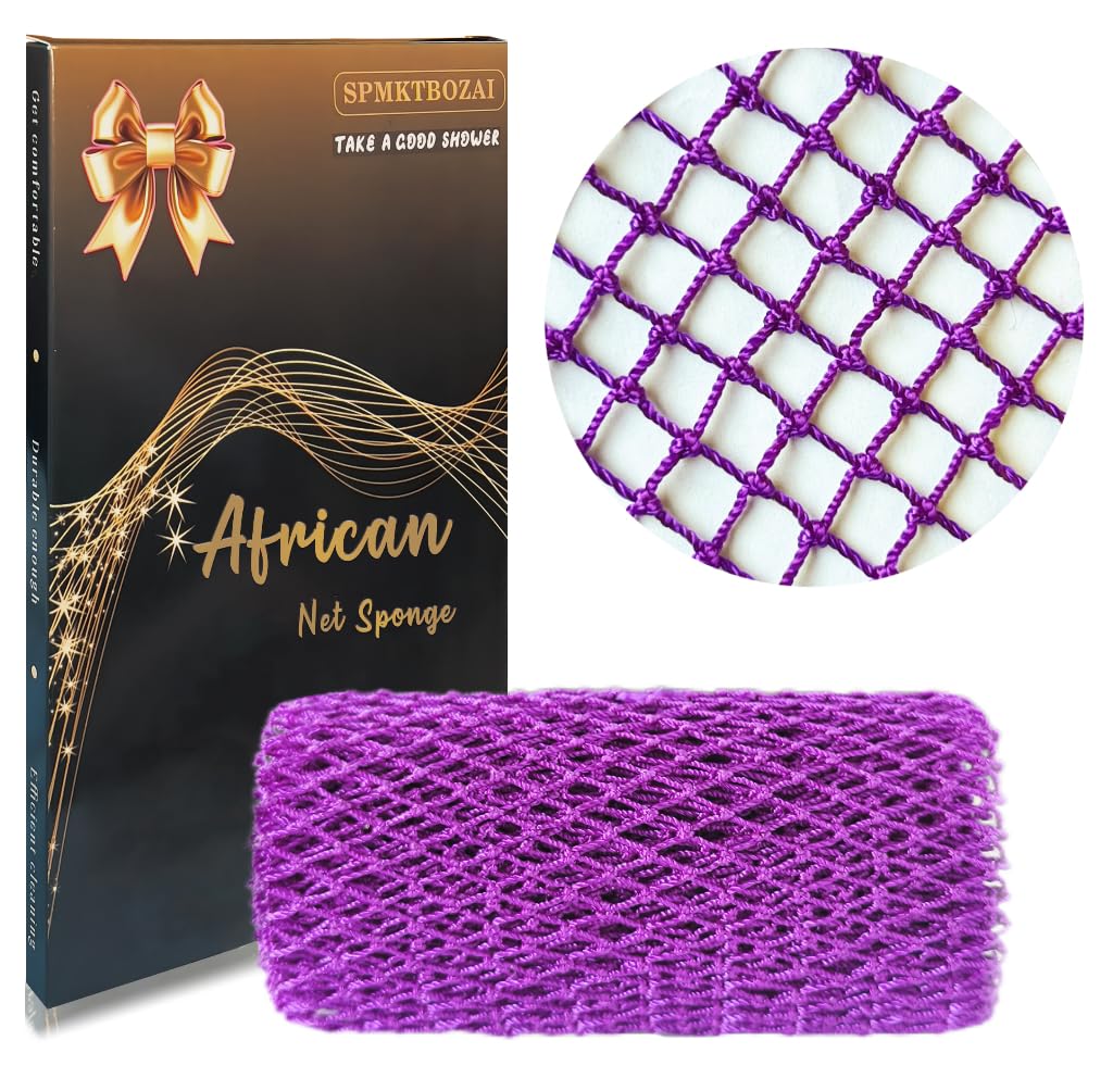 SPMKTBOZAI éponge en filet africain authentique, texture robuste pour nettoyage en profondeur