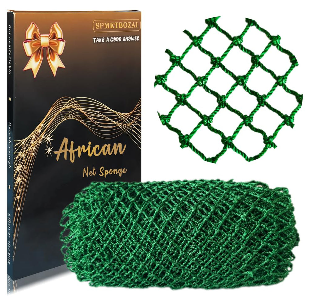 SPMKTBOZAI éponge filet africain en émeraude vert pour exfolier en douceur.