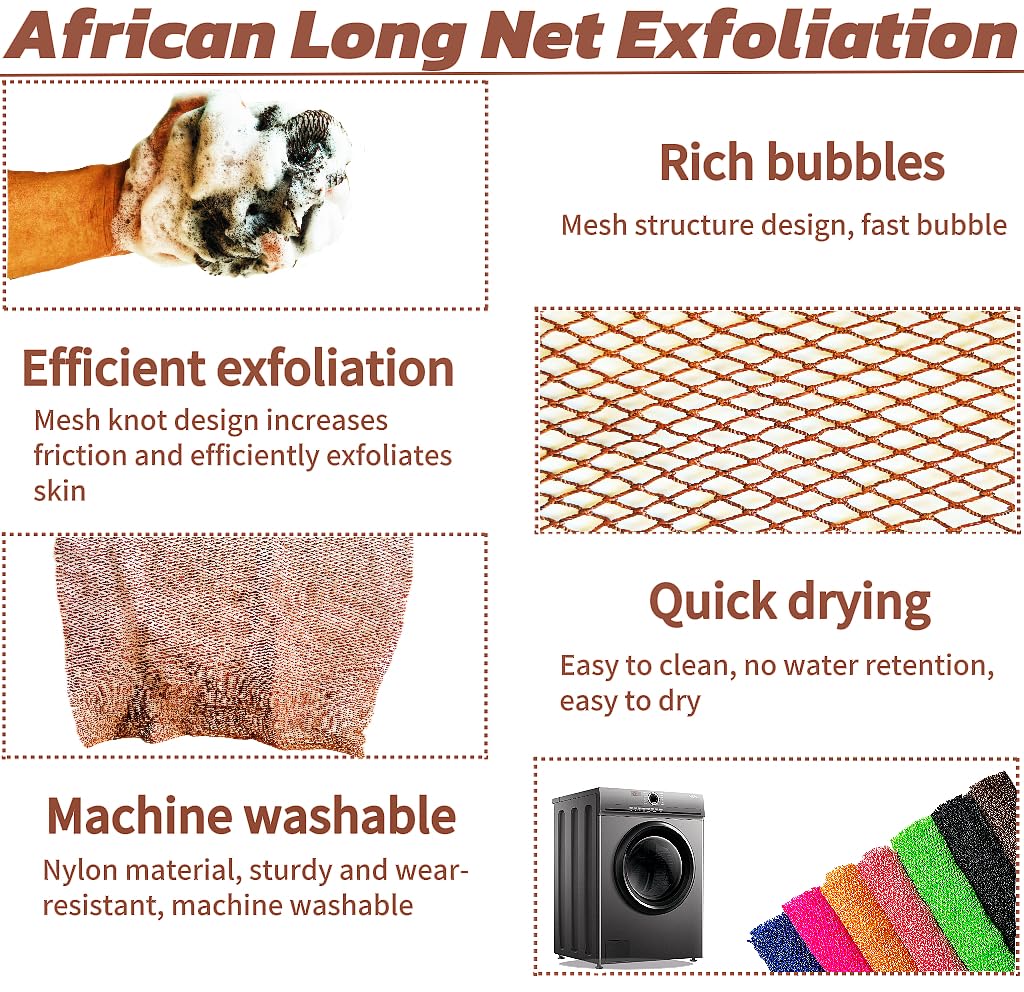SPMKTBOZAI éponge en filet africain – lavage quotidien pour une sensation de propreté.