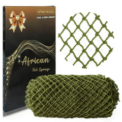 Éponge-net africain SPMKTBOZAI olive vert en vue avant pour démontrer la mousse dense.