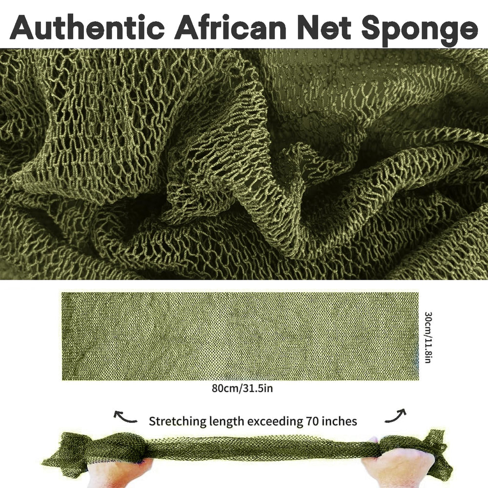 SPMKTBOZAI éponge-net africaine olive vert mousse riche prête à l’emploi.