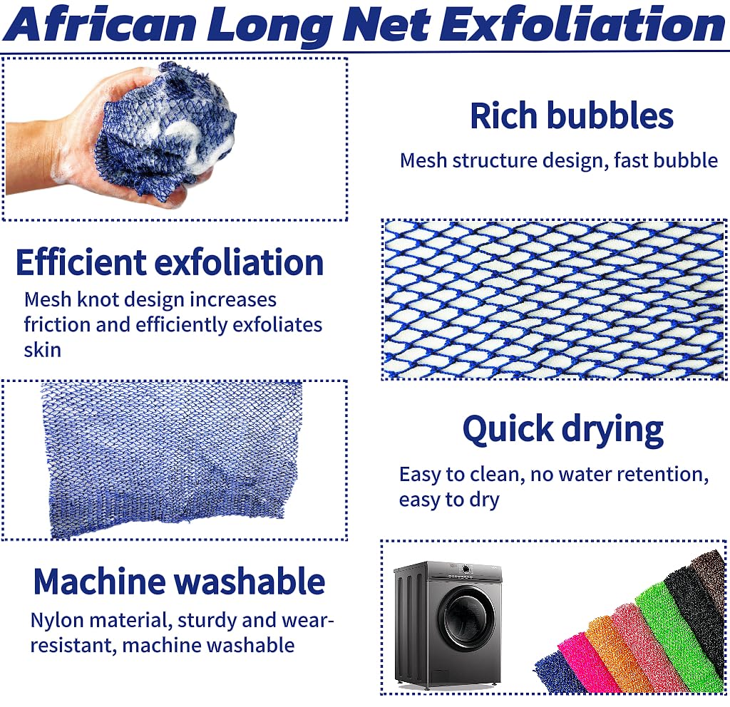 Éponge-net quotidien SPMKTBOZAI bleue, purifie en douceur sous la douche.