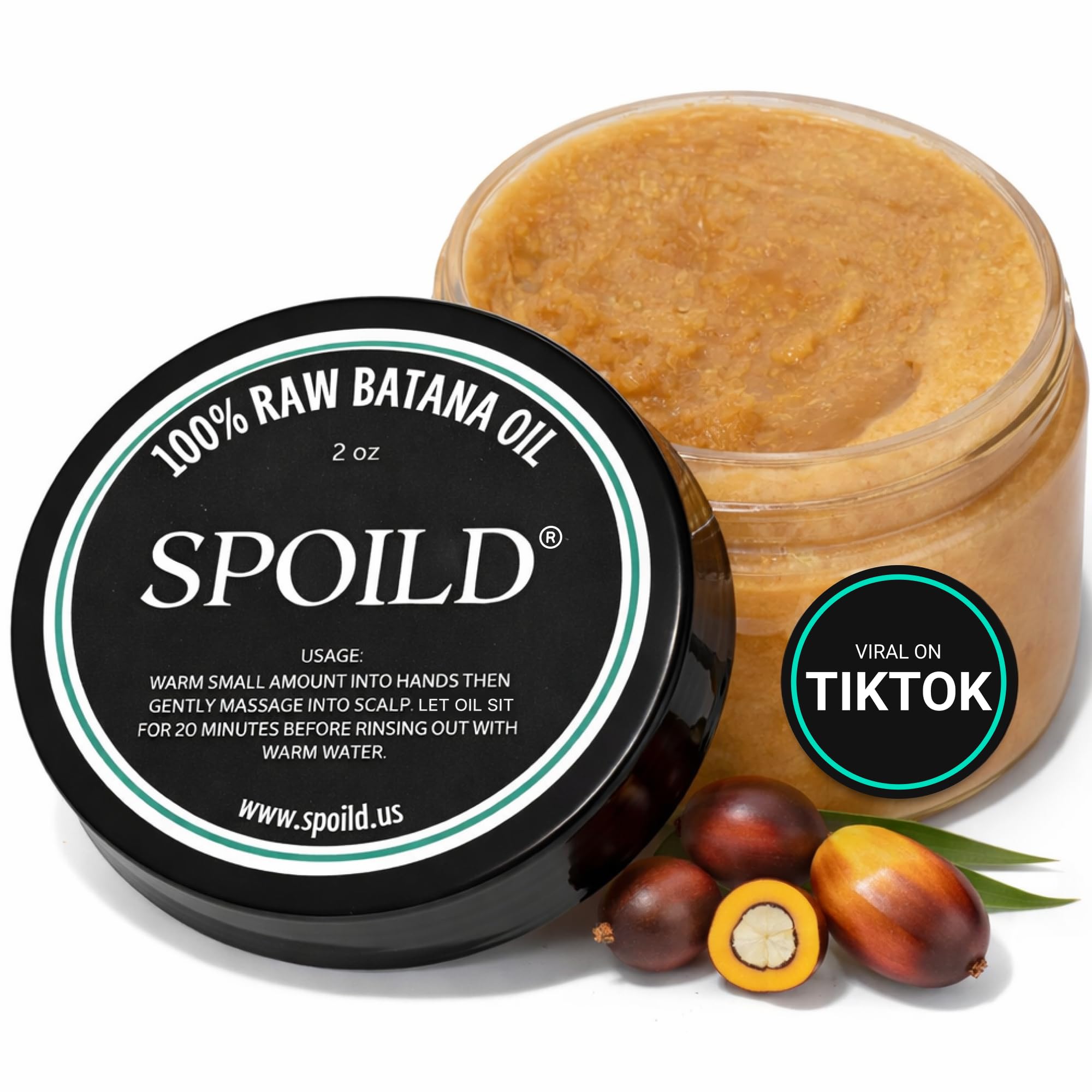 SPOILD Batana, bouteille d'huile nourrissant les cheveux en profondeur.