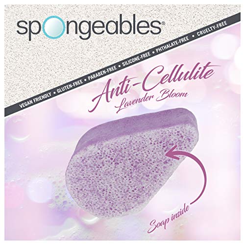 Spongeables éponge lavande montrant l'hydratation durable et le soin après-douche.