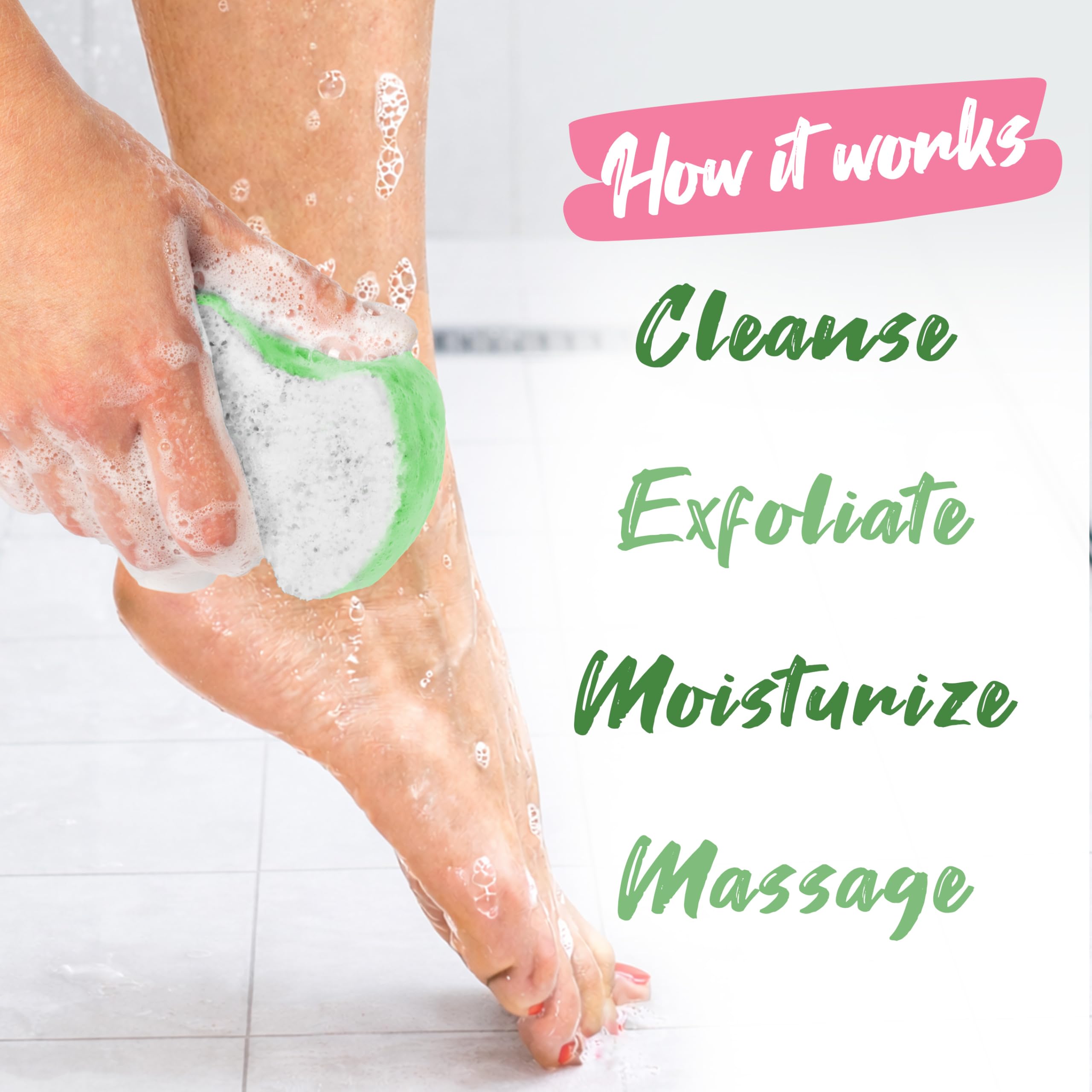 Spongeables Pedi Scrub Menthe – hydratation grâce à huile d’olive et vitamine E.