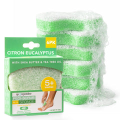 Spongeables Pedi Scrub: mousse luxueuse pour pieds propres et hydratés.