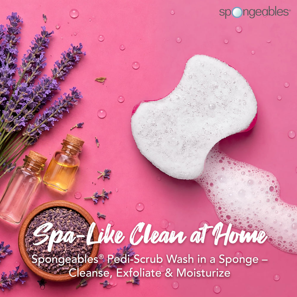 Spongeables Pedi Scrub Lavande – surface exfoliante pour éliminer les impuretés en douceur.