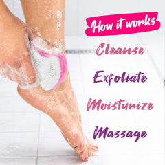 Spongeables Pedi Scrub Lavande – utilisation pratique en voyage grâce au format compact.