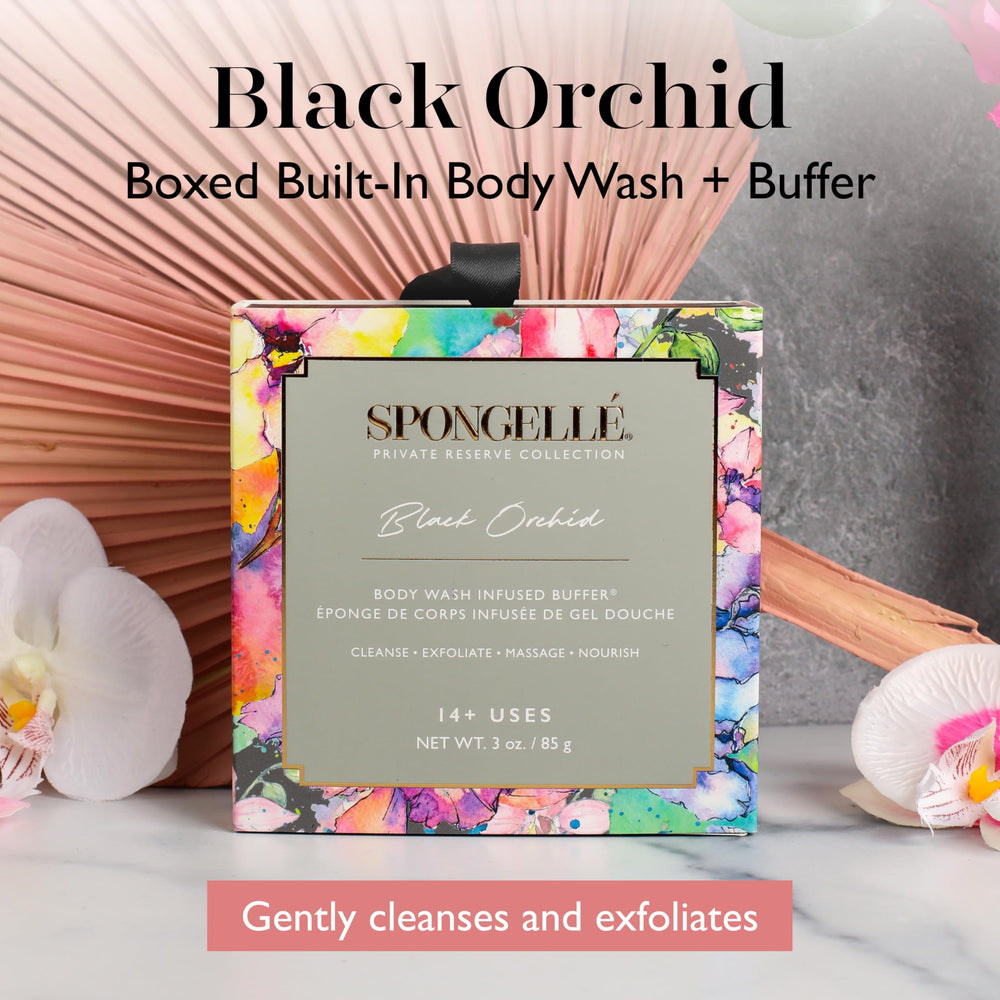 SPONGELLÉ Black Orchid Buffer – application pratique avec la poignée