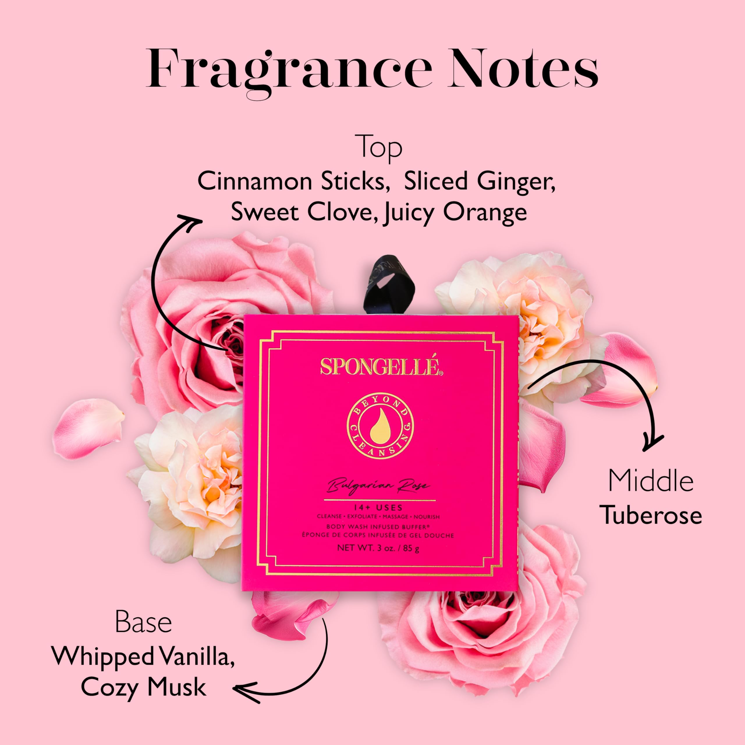 SPONGELLÉ Bulgarian Rose buffer close-up foam with built-in wash