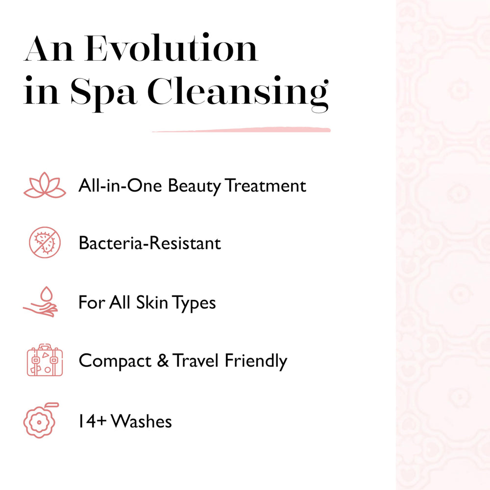 SPONGELLÉ Bulgarian Rose buffer in-bath setup for cleansing and exfoliation
