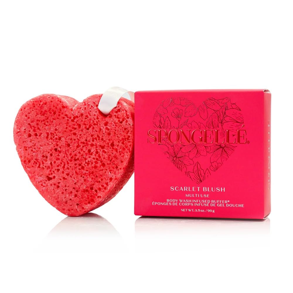 SPONGELLÉ Coeur Rouge Écarlate Buffer – gel-douche 2-en-1 pour peau douce et parfumée