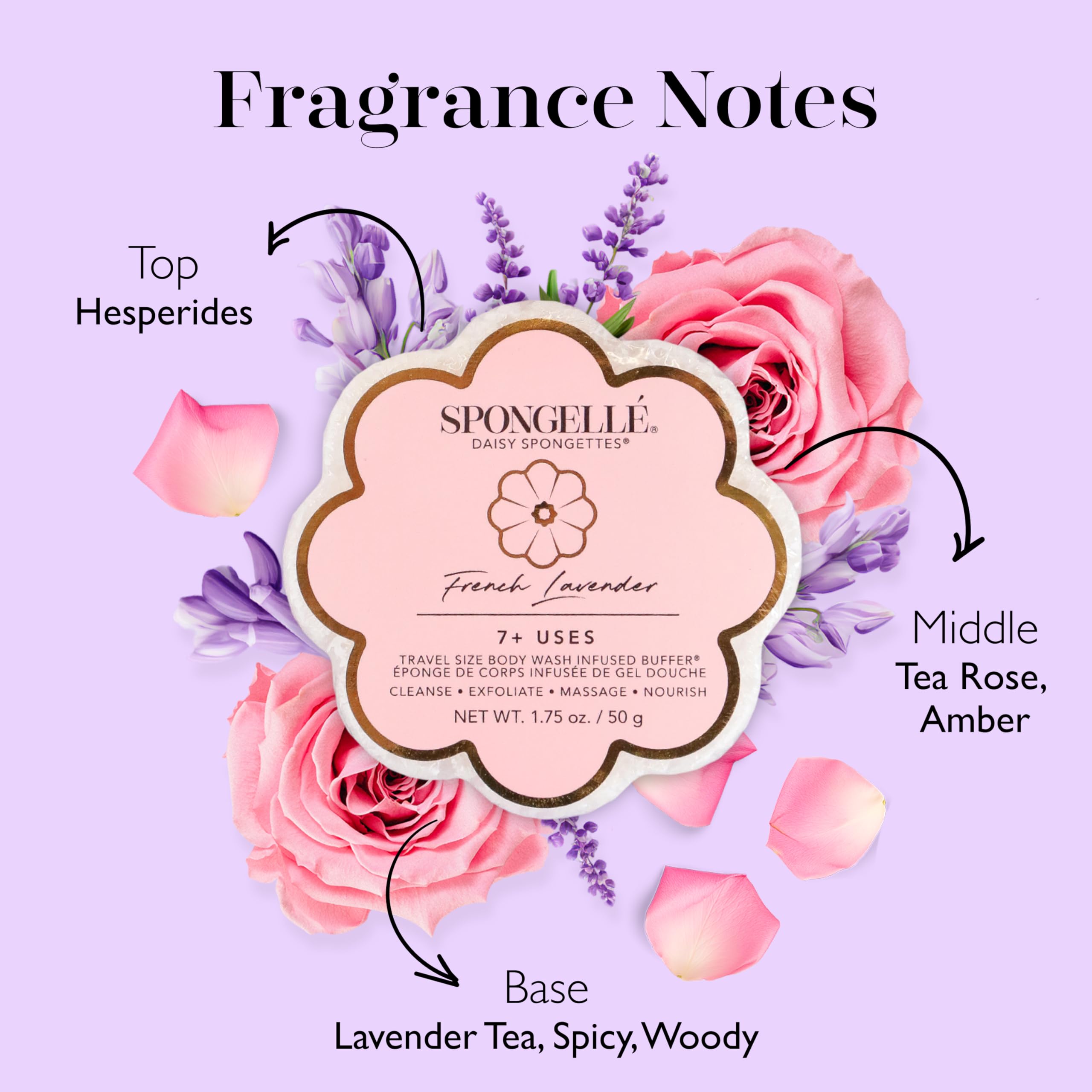 SPONGELLÉ Daisy Spongette Lavande Française procure une expérience spa à domicile.