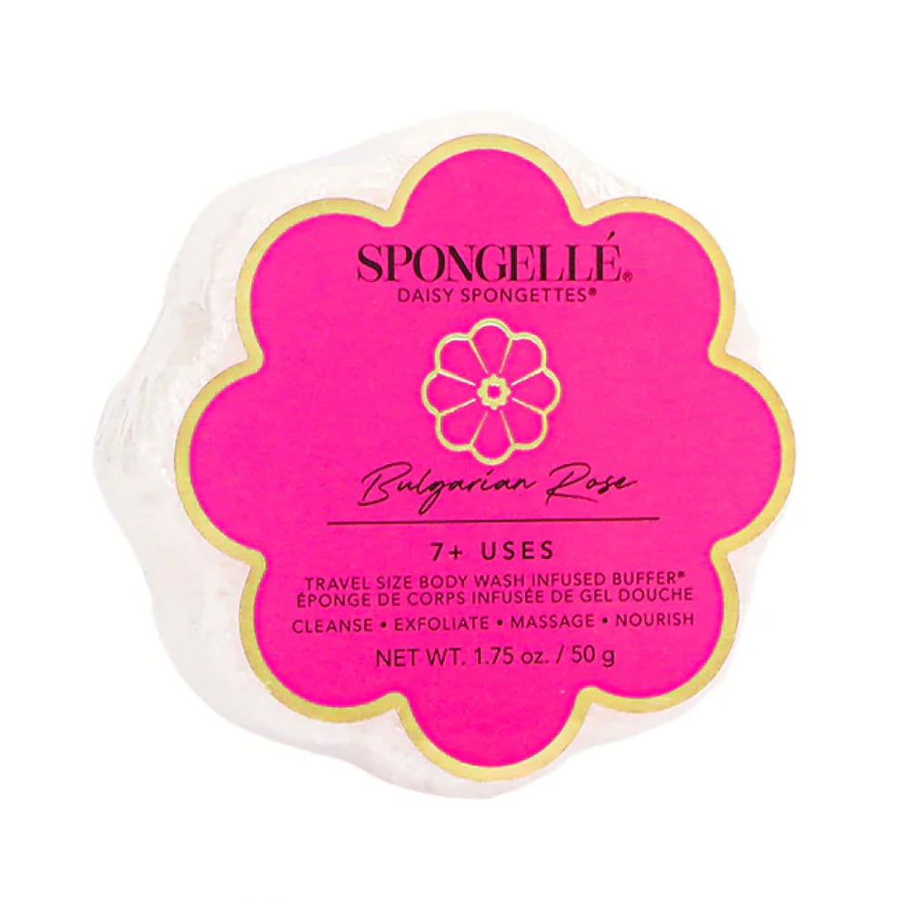 Spongellé Daisy Spongette Rose Bulgare - emballage élégant prêt pour le rituel douche