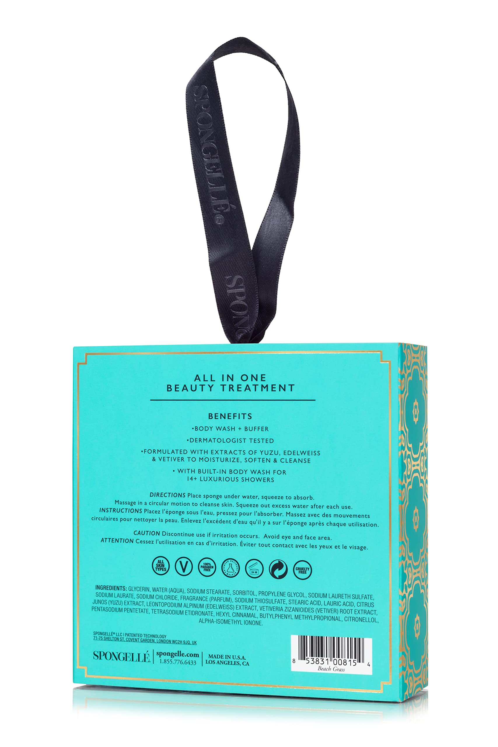 SPONGELLÉ Fleurs Boîte Exfoliation Luxueuse – gommage raffiné avec extraits d'herbe de plage.