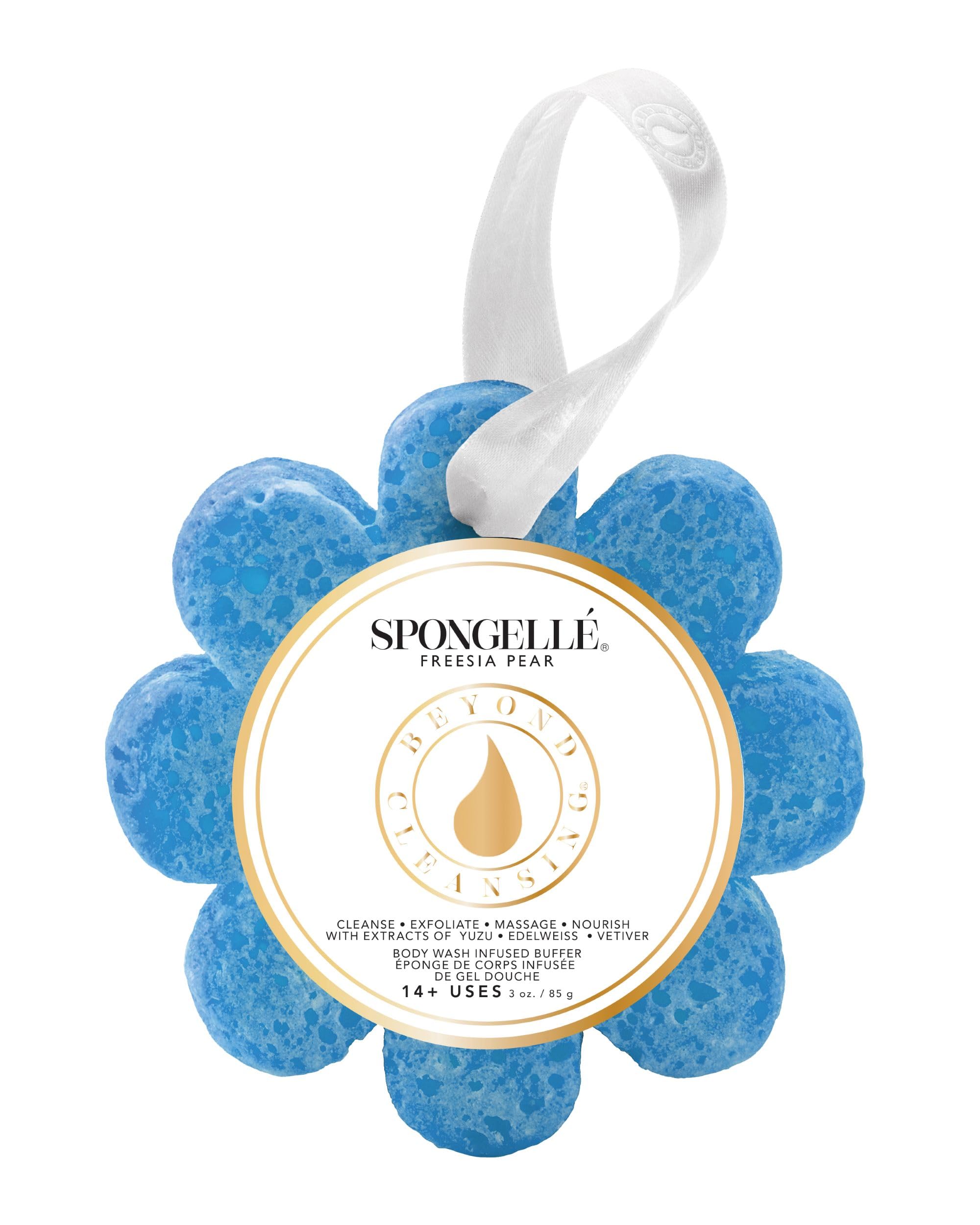 SPONGELLÉ Freesia Poire – gommage doux pour peau lisse et hydratée.